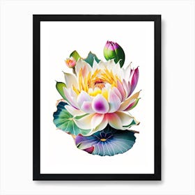 Lotus Flower In Garden Decoupage 4 Art Print