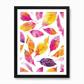 Watercolor Feathers Seamless Pattern 1 Art Print