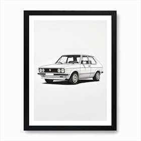 Volkswagen Golf Line Drawing 12 Art Print