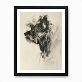 Yorkshire Terrier Dog Charcoal Line 2 Art Print