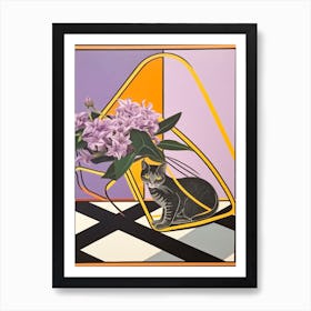 Lilac With A Cat 1 Abstract Expressionist Art Print