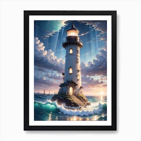 A Lighthouse In The Middle Of The Ocean 14 Art Print