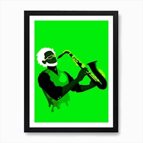 Jazzy Man Art Prints Illustration Green Art Print