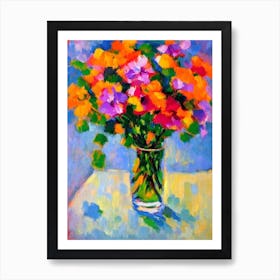 Flax Floral Abstract Block Colour 2 Flower Art Print