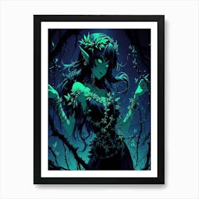 Elf Girl In The Forest Art Print