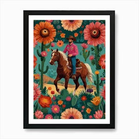 Cowboy On Horseback 3 Art Print