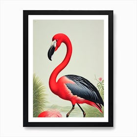 Flamingo James Audubon Vintage Style Bird Art Print