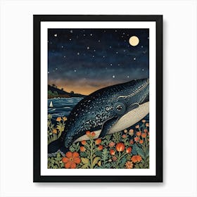 Whale At Night Art Print