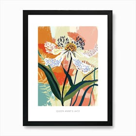 Colourful Flower Illustration Poster Queen Annes Lace 3 Art Print