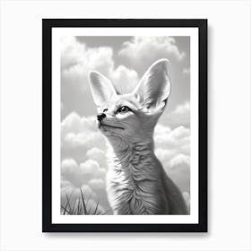 Fennec Fox Portrait Pencil Drawing 3 Art Print