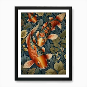 Koi Fish Style William Morris Art Print