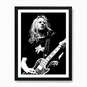 Jerry Cantrell American Guitarist Legend in Grayscale Art Print