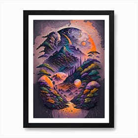 Colorful Psychedelic Landscape Painting Art Print