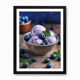 Blueberry Ice Cream With Chocolate Art Print