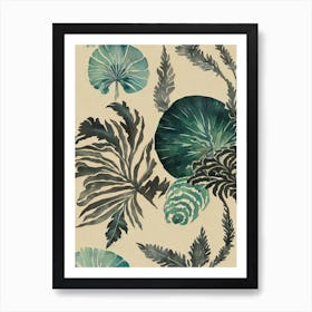 Seaweed Vintage Graphic Watercolour Poster