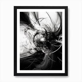 Quantum Entanglement Abstract Black And White 1 Art Print