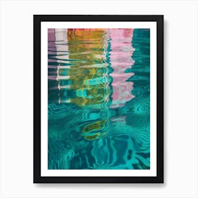 Vibrant Colour Reflections In Swimming pool Water Art Print