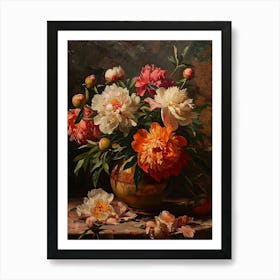 Baroque Floral Still Life Peony 3 Art Print
