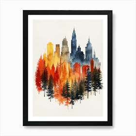 Cityscape With Trees Art Print