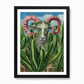 Cactus Goat Art Print
