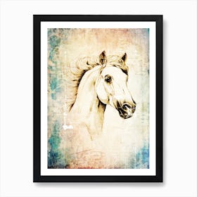 Horse Drawing Art Illustration In A Photomontage Style 38 Art Print