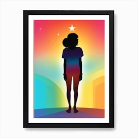 Rainbow Star Girl Art Print