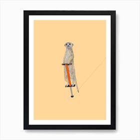 Meerkat On A Pogo Stick Art Print