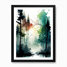 Watercolor Of A Forest 4 Art Print