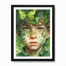 Boy with Butterflies Art Print