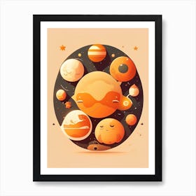 Heliocentric Kawaii Kids Space Art Print