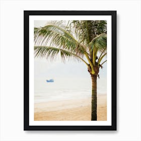 Palm Tree And Fishing Boat Vietnam Art Print