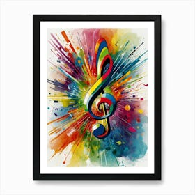 Colorful Treble Clef Canvas Print Art Print