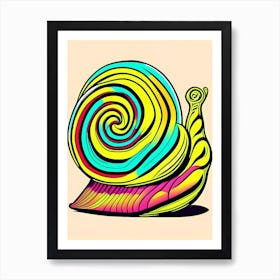 Full Body Snail Line Drawing Pop Art Art Print