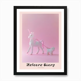 Toy Pastel Unicorn Walking A Dog 2 Poster Art Print