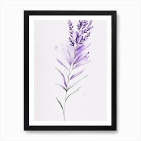 Lavender Leaf Minimalist Watercolour 2 Art Print