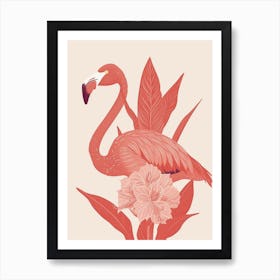 Chilean Flamingo Canna Lily Minimalist Illustration 3 Art Print