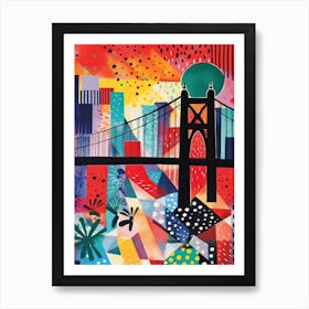 Brooklyn Bridge United States Colourful 4 Art Print