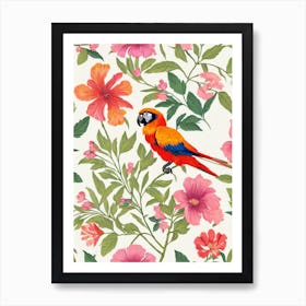 Macaw William Morris Style Bird Art Print