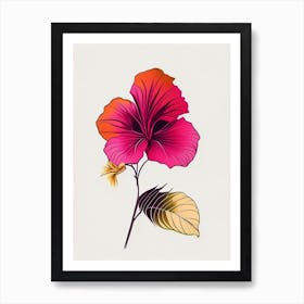 Hibiscus Floral Minimal Line Drawing 1 Flower Art Print