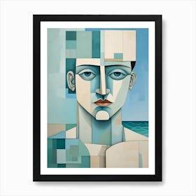 Blue Self Portrait Art Print