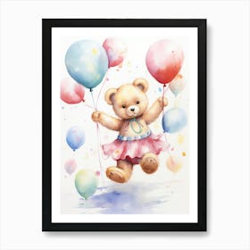 Rhythmic Gymnastics Teddy Bear Painting Watercolour 4 Art Print