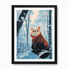 Winter Red Panda 2 Illustration Art Print