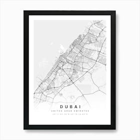 Dubai United Arab Emirates White Map Art Print