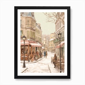 Vintage Winter Illustration Paris France 7 Art Print