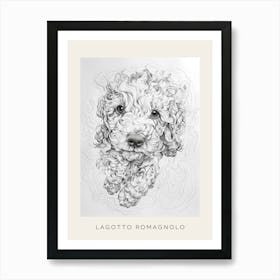 Lagotto Romagnolo Dog Line Sketch 3 Poster Art Print