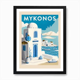 Mykonos Vintage Travel Poster Art Print
