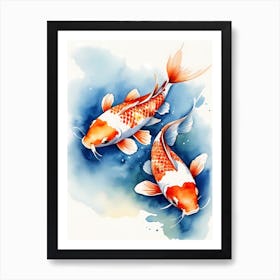 Koi Fish Watercolor Painting (13) Art Print