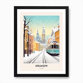 Vintage Winter Travel Poster Krakow Poland 4 Poster