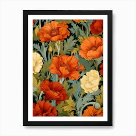 Poppies Seamless Pattern Art Print