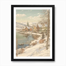 Vintage Winter Illustration Troms Norway 3 Art Print
